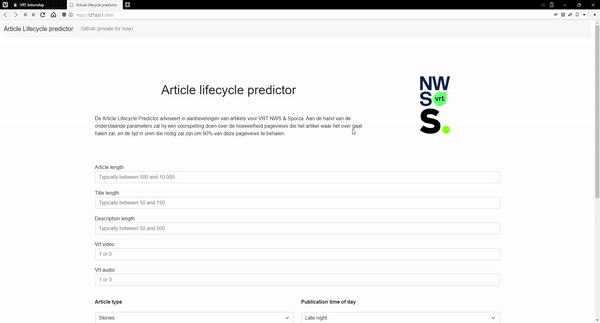 GIF of article lifecycle predictor